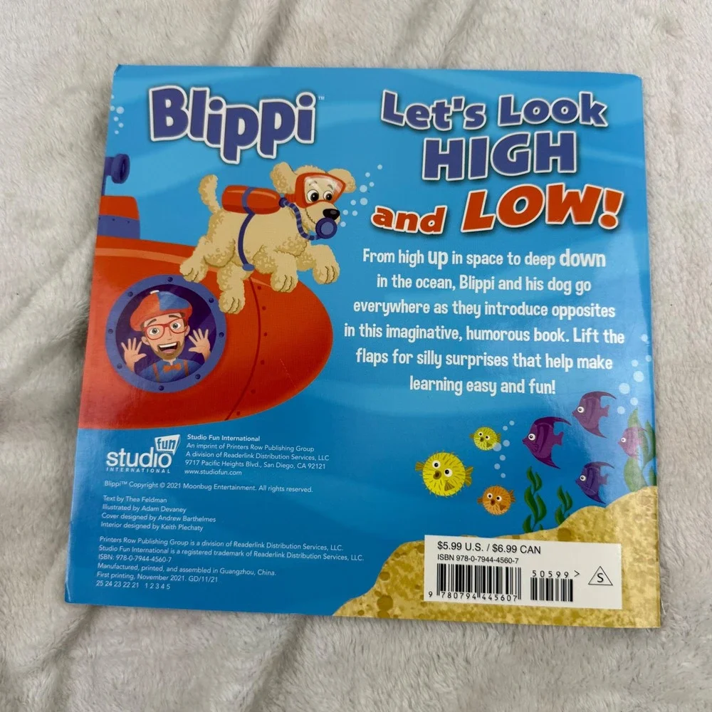 Blippi 3 Book Set Alphabet Fun CD Bedtime Stickers Lets Look High and Low Flaps